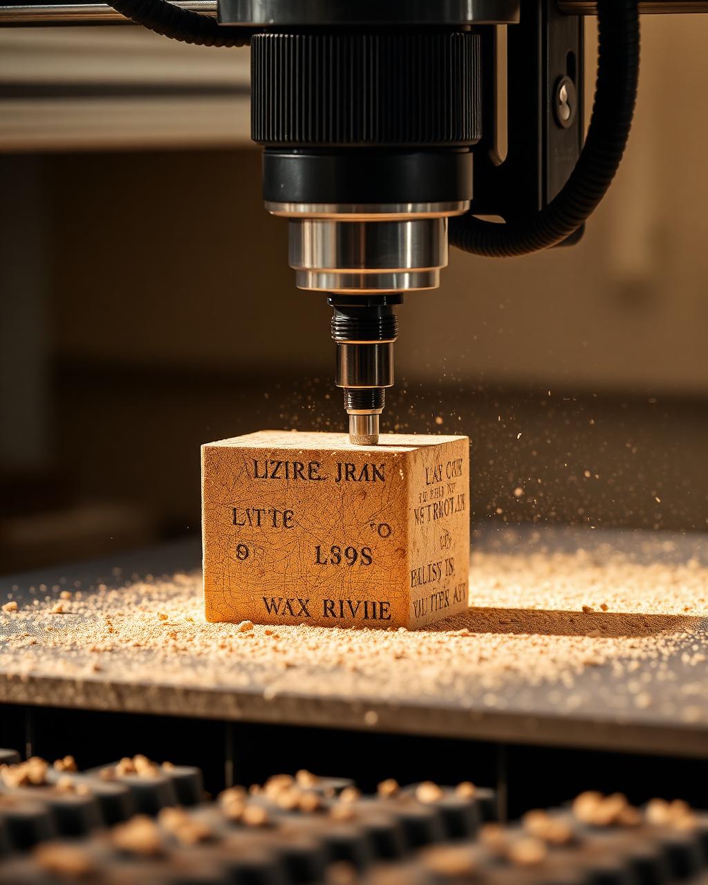 CNC machining a cork block