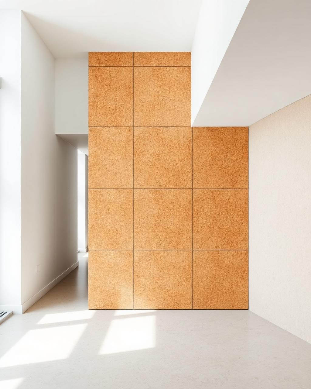 Virgin cork bark panels on an interior wall